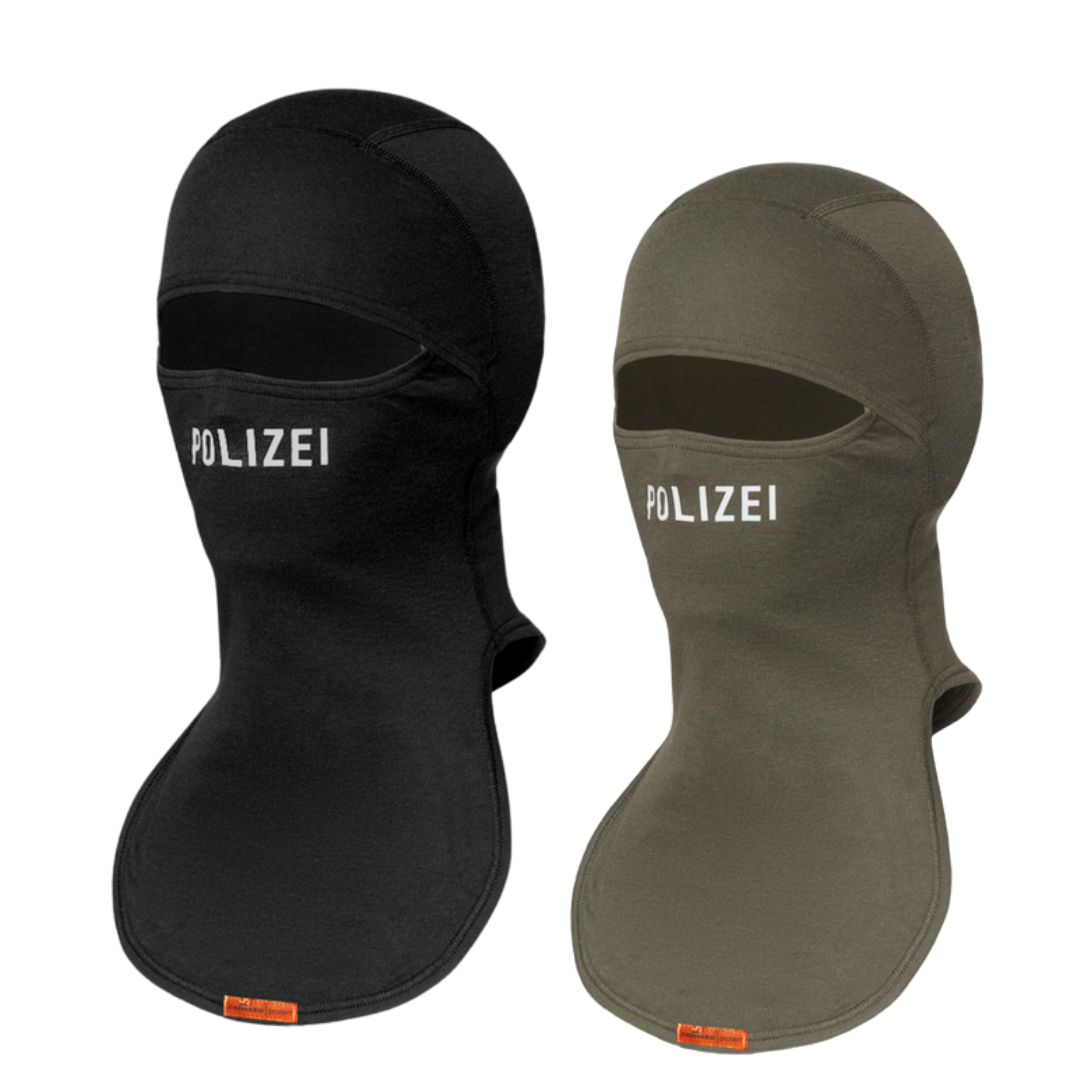 Flammschutz Sturmhaube / Identitätsschutzhaube mit Polizeiaufdruck