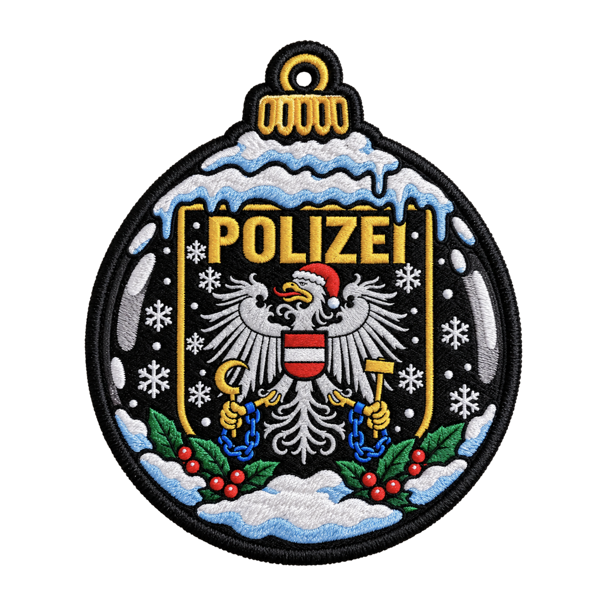 Polizei Österreich Weihnachtskugel Textil Patch