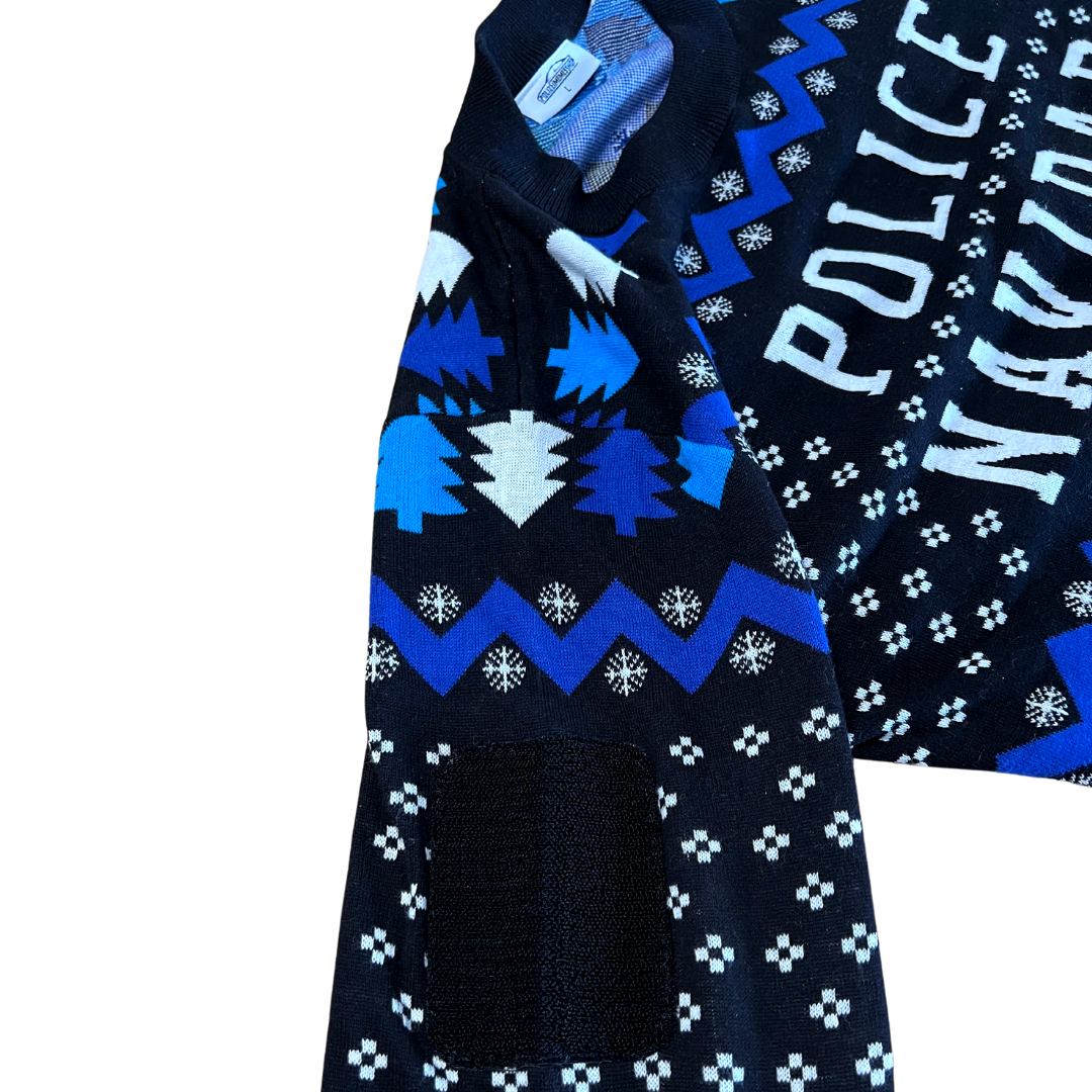 Police Navidad Xmas Sweater mit Patchklettfläche