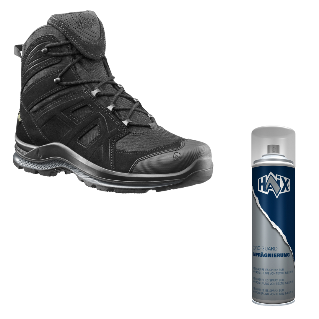 BUNDLE: HAIX Black Eagle Athletic 2.0 V GTX mid/black + Haix Schuh Imprägnierspray