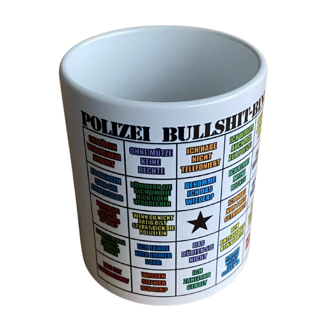 Polizei Bullshit Bingo Tasse