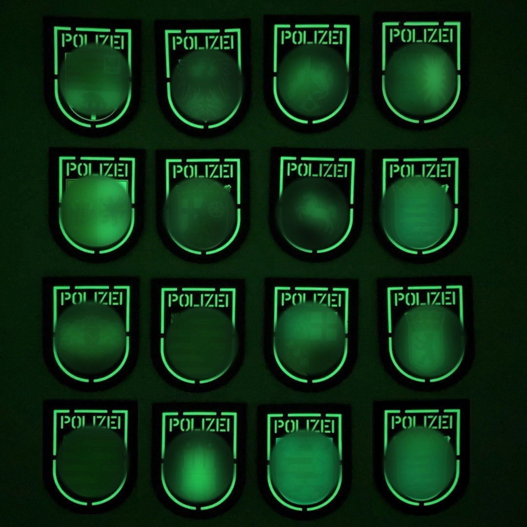 Bundesländer "Glow in the Dark" Lasercut Patches Komplettset mit 17 Patches