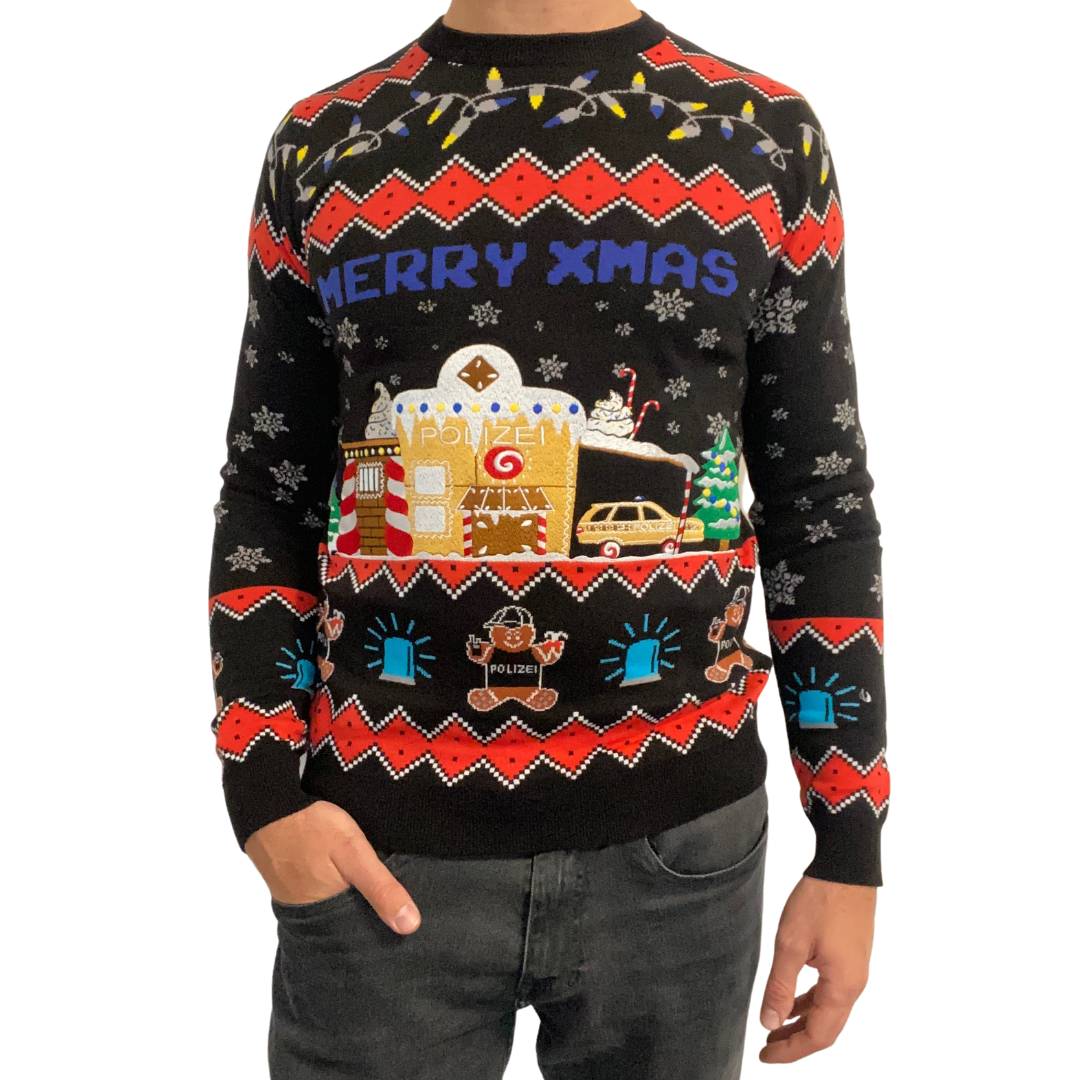 Police Gingerbreadhouse Xmas Sweater Unisex