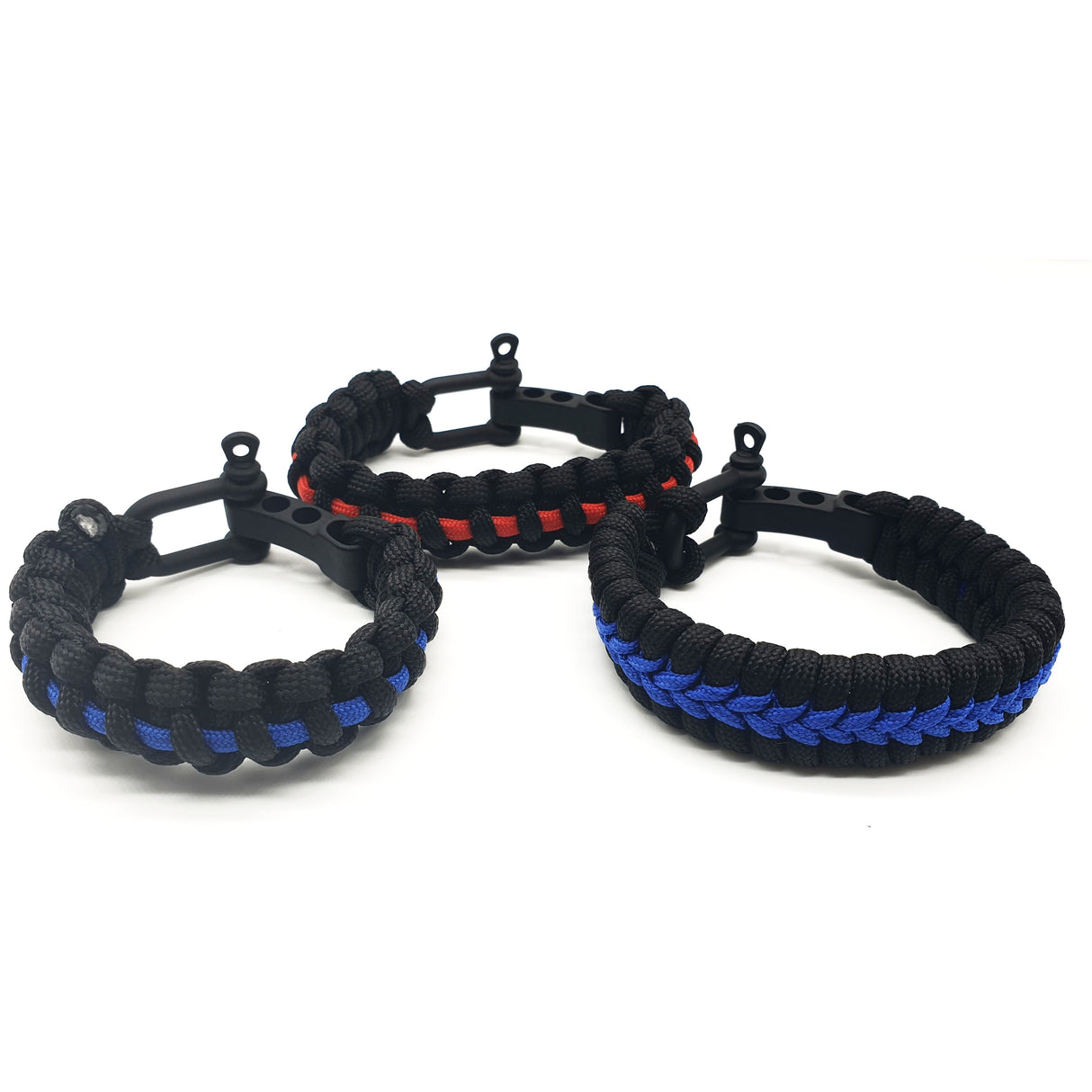 Thin Blue Line "Fishtail" Paracord Armband Edelstahl Verschluss - Polizeimemesshop