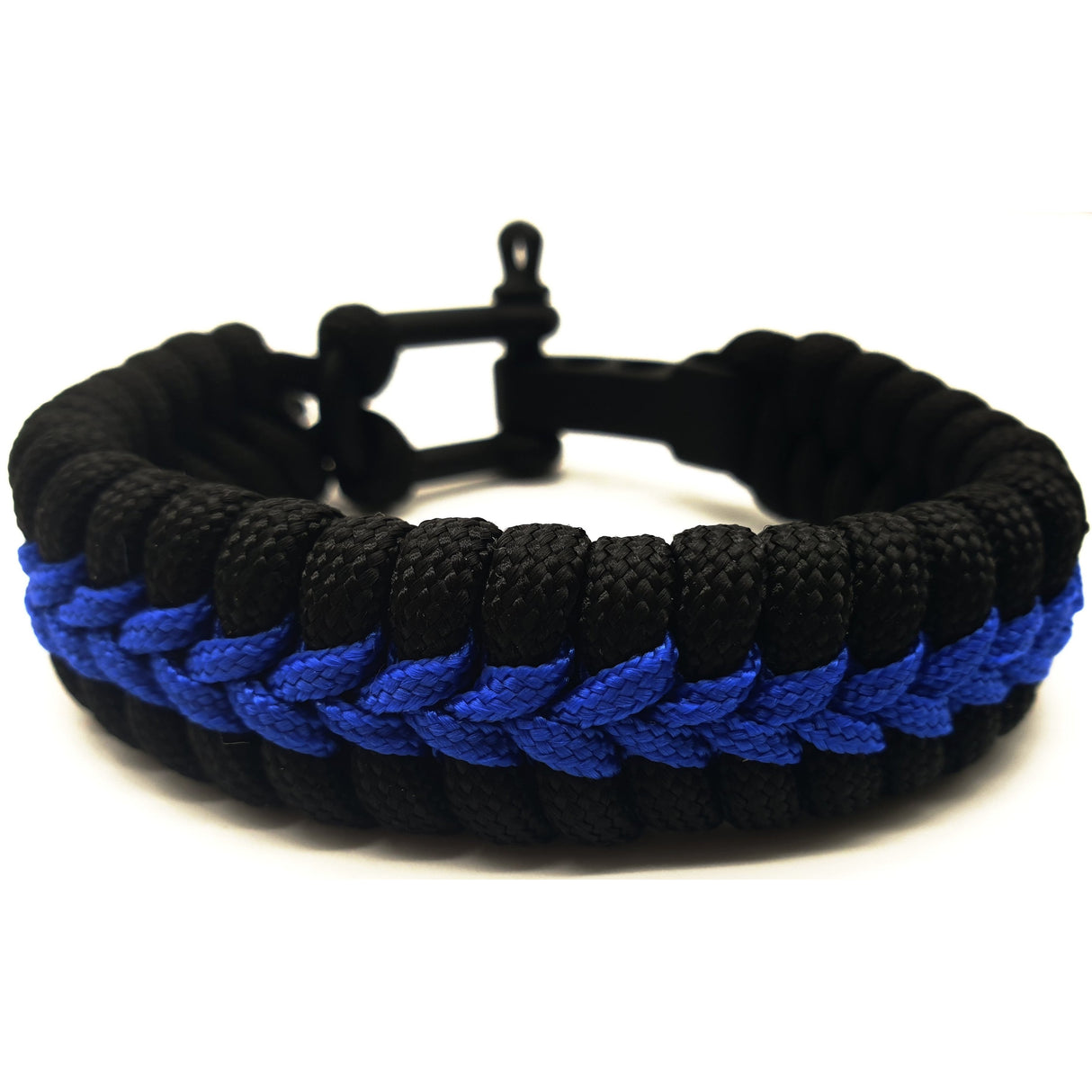 Thin Blue Line "Fishtail" Paracord Armband Edelstahl Verschluss - Polizeimemesshop