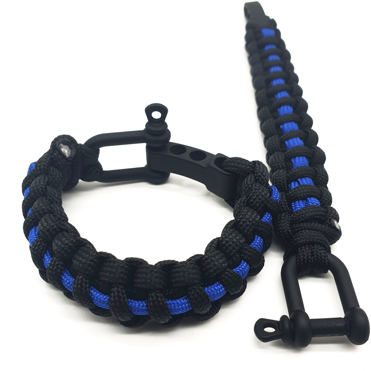 Thin Blue Line Paracord Armband mit Edelstahl Verschluss - Polizeimemesshop