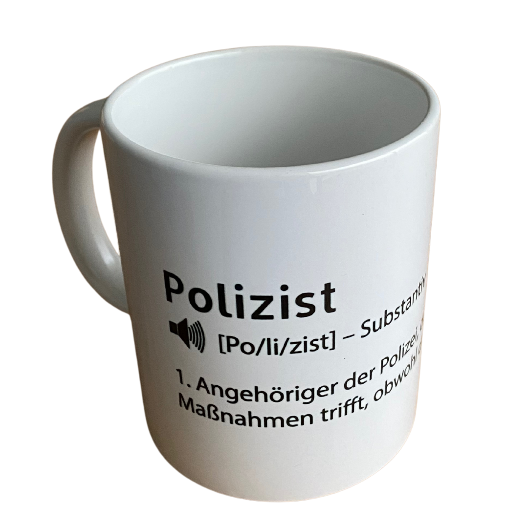 Polizei Beschreibung Tasse