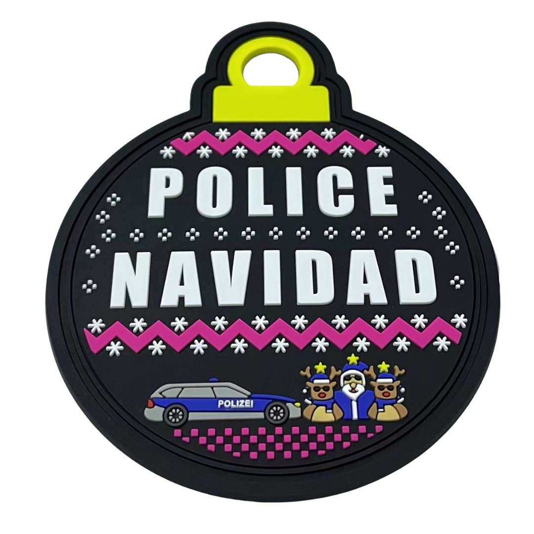 Police Navidad Weihnachtskugel Rubber Patch