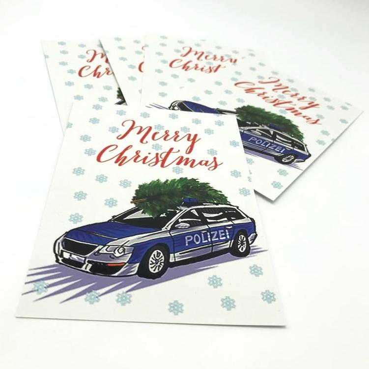 Police Car Christmas 5er Set Weihnachtskarten - Polizeimemesshop