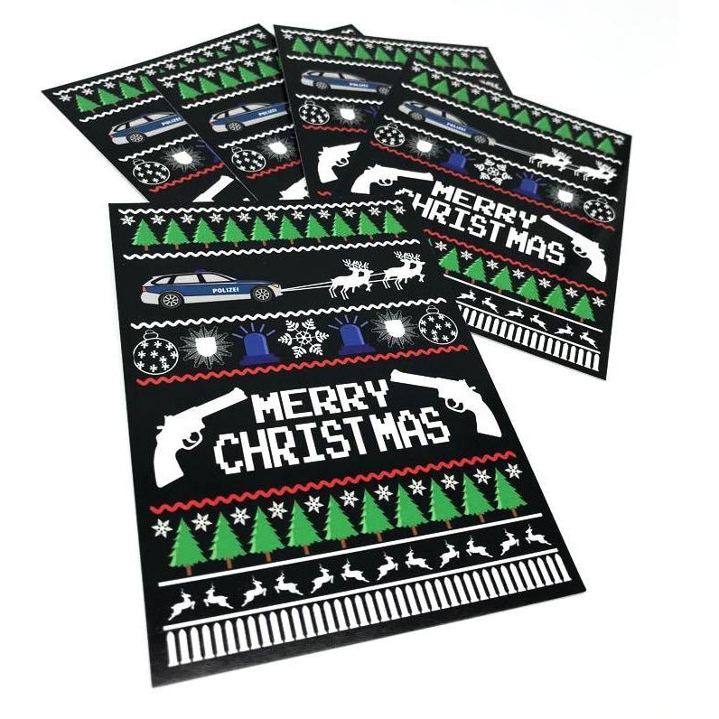 Police Xmas 5er Set Weihnachtskarten - Polizeimemesshop
