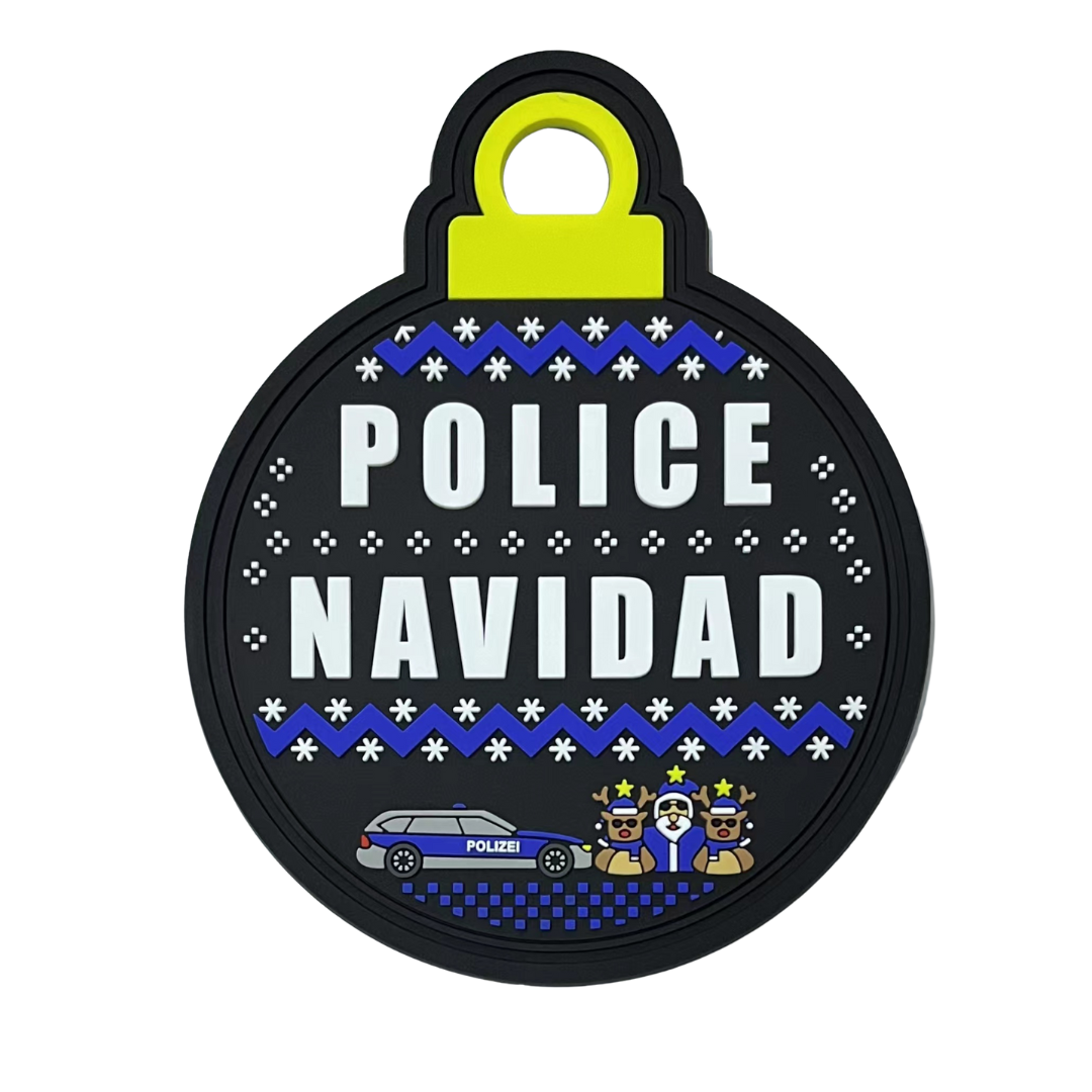 Police Navidad Weihnachtskugel Rubber Patch