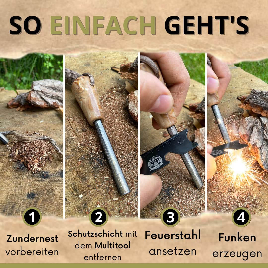 Feuerstahl Survival Set mit Zunder
