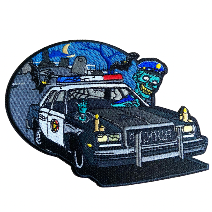 Halloween Streifenwagen Textil Patch