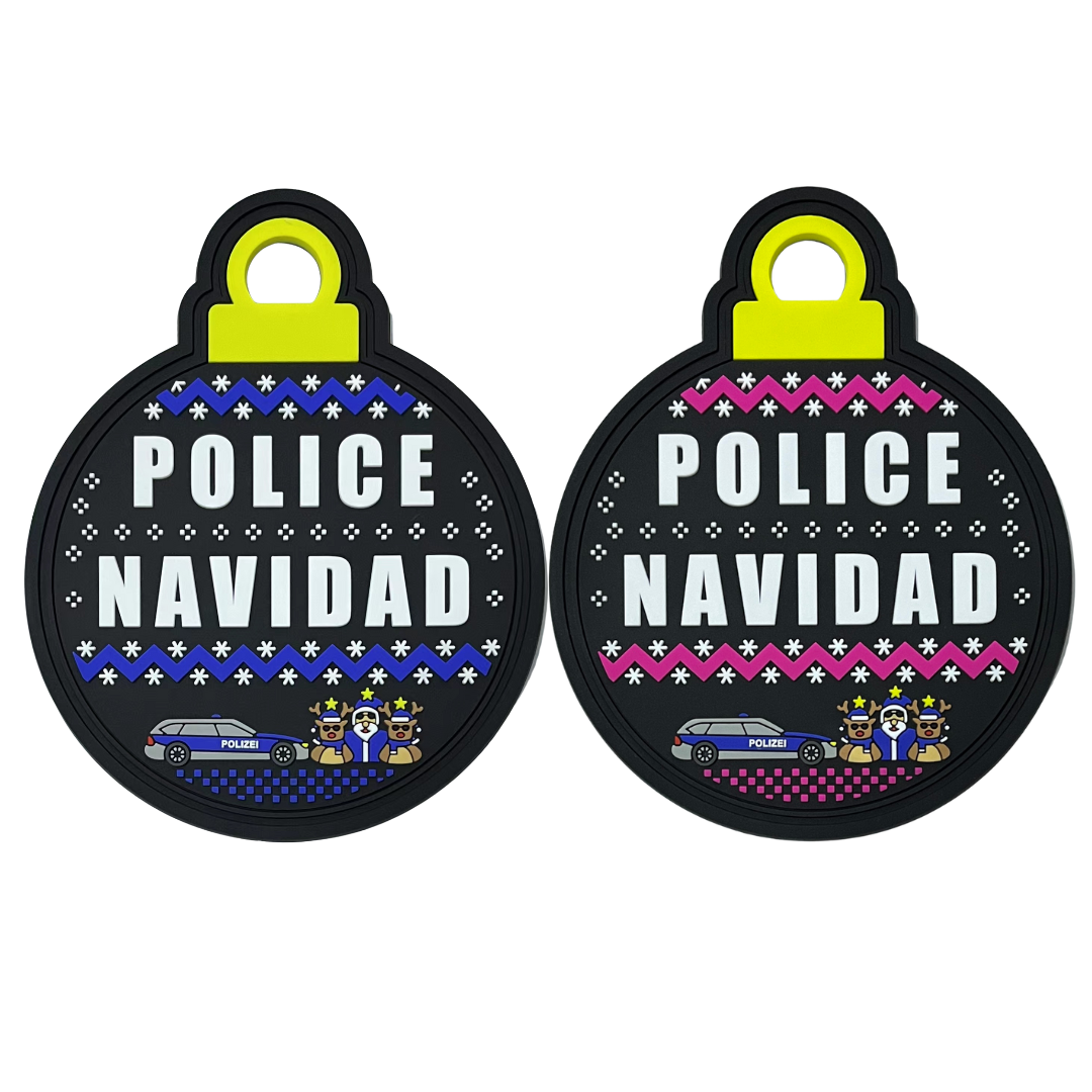 Police Navidad Weihnachtskugel Rubber Patch