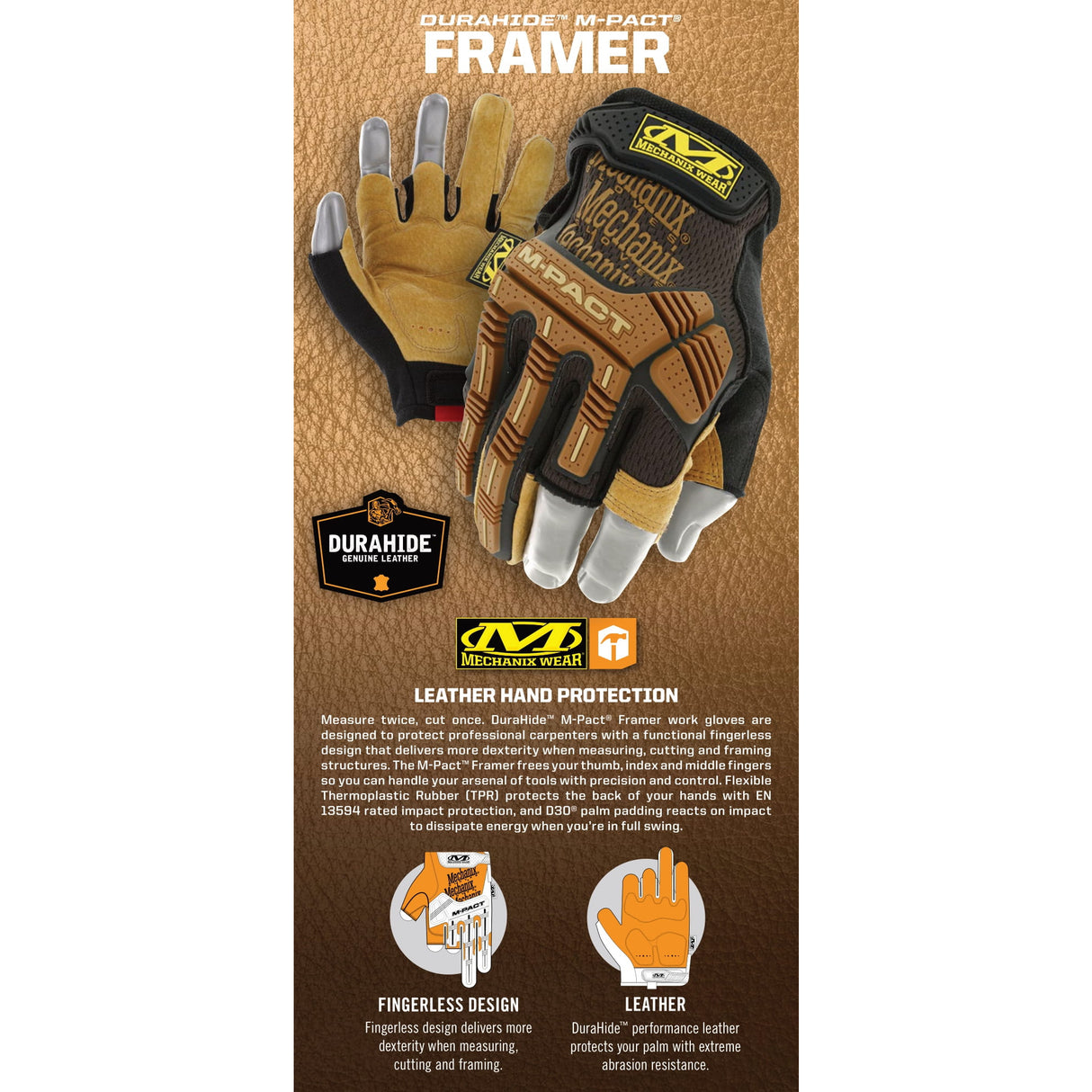 Mechanix M-Pact Fingerless Schwarz Handschuhe