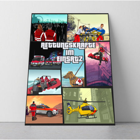 Retter im Einsatz GTA Leinwand - Polizeimemesshop
