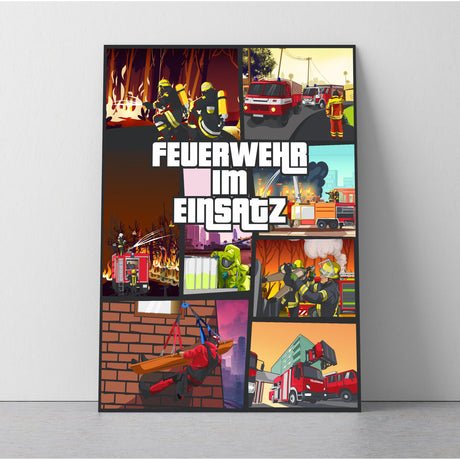 Feuerwehr im Einsatz GTA Leinwand - Polizeimemesshop