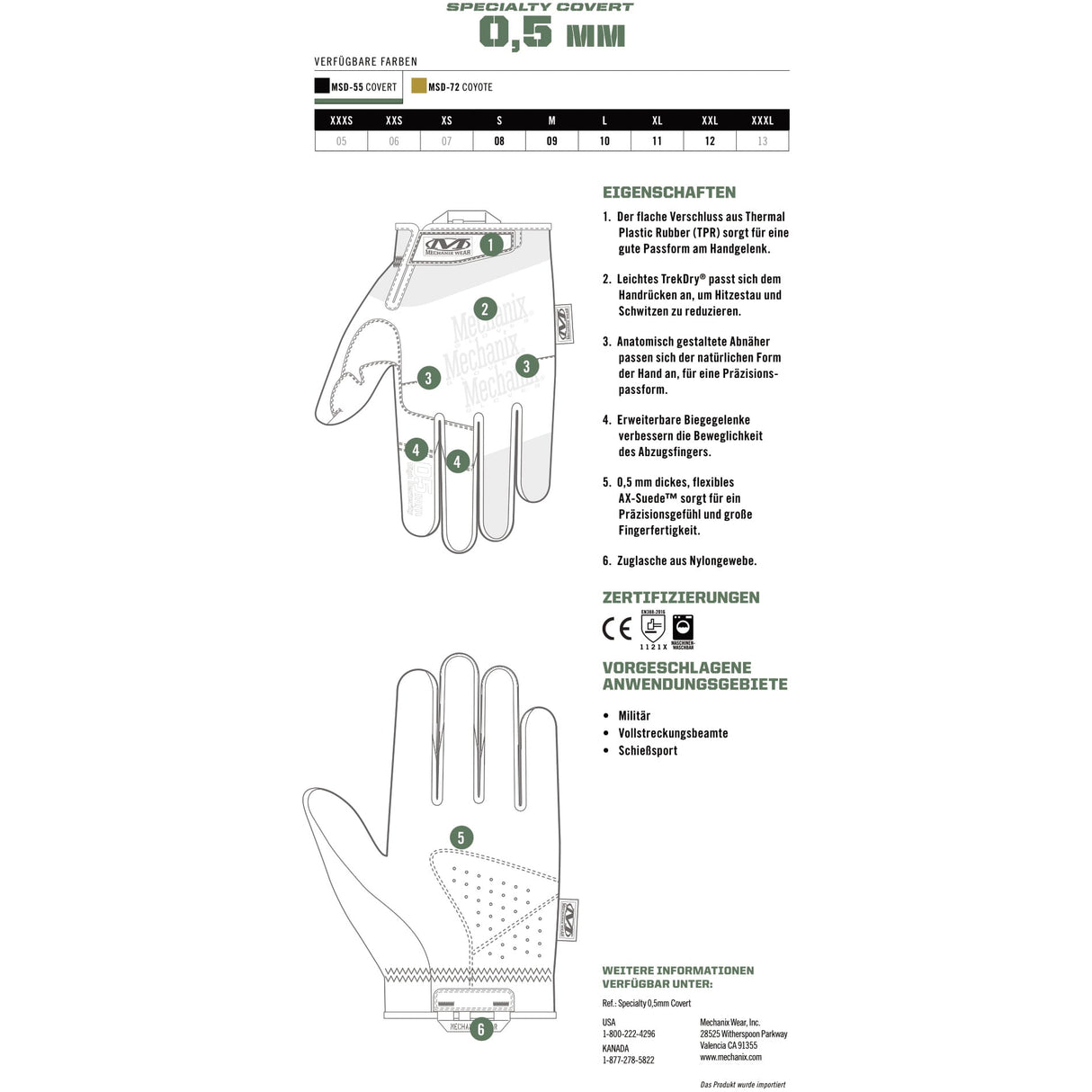 Mechanix Specialty 0.5mm Covert Handschuhe