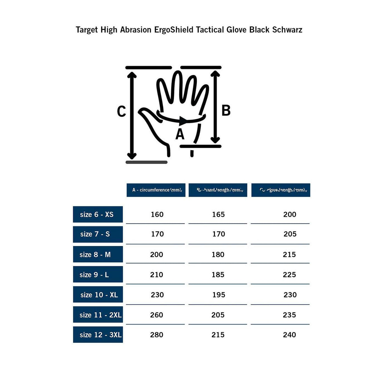 MoG Masters of Gloves MoG Target - High Abrasion ErgoShield Black