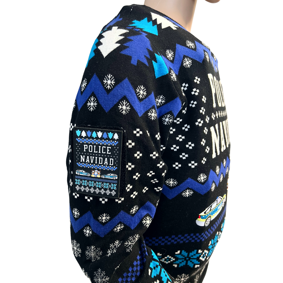 Police Navidad Xmas Sweater with Velcro patch area