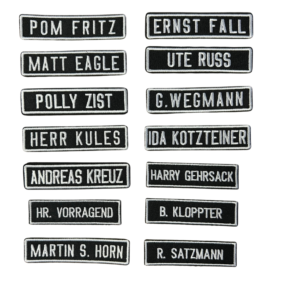 Fake Namensschilder Textil Patch