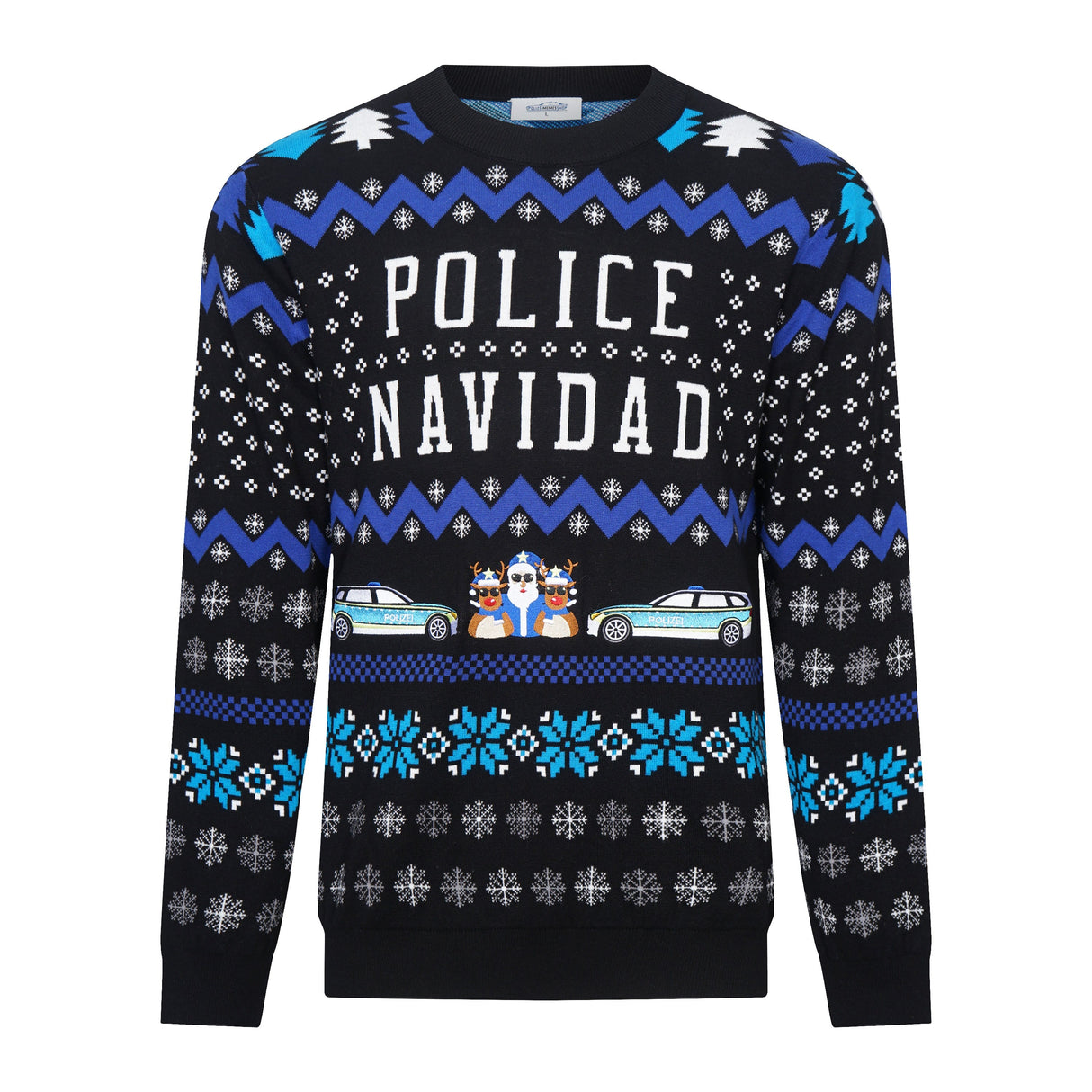 Police Navidad Xmas Sweater mit Patchklettfläche