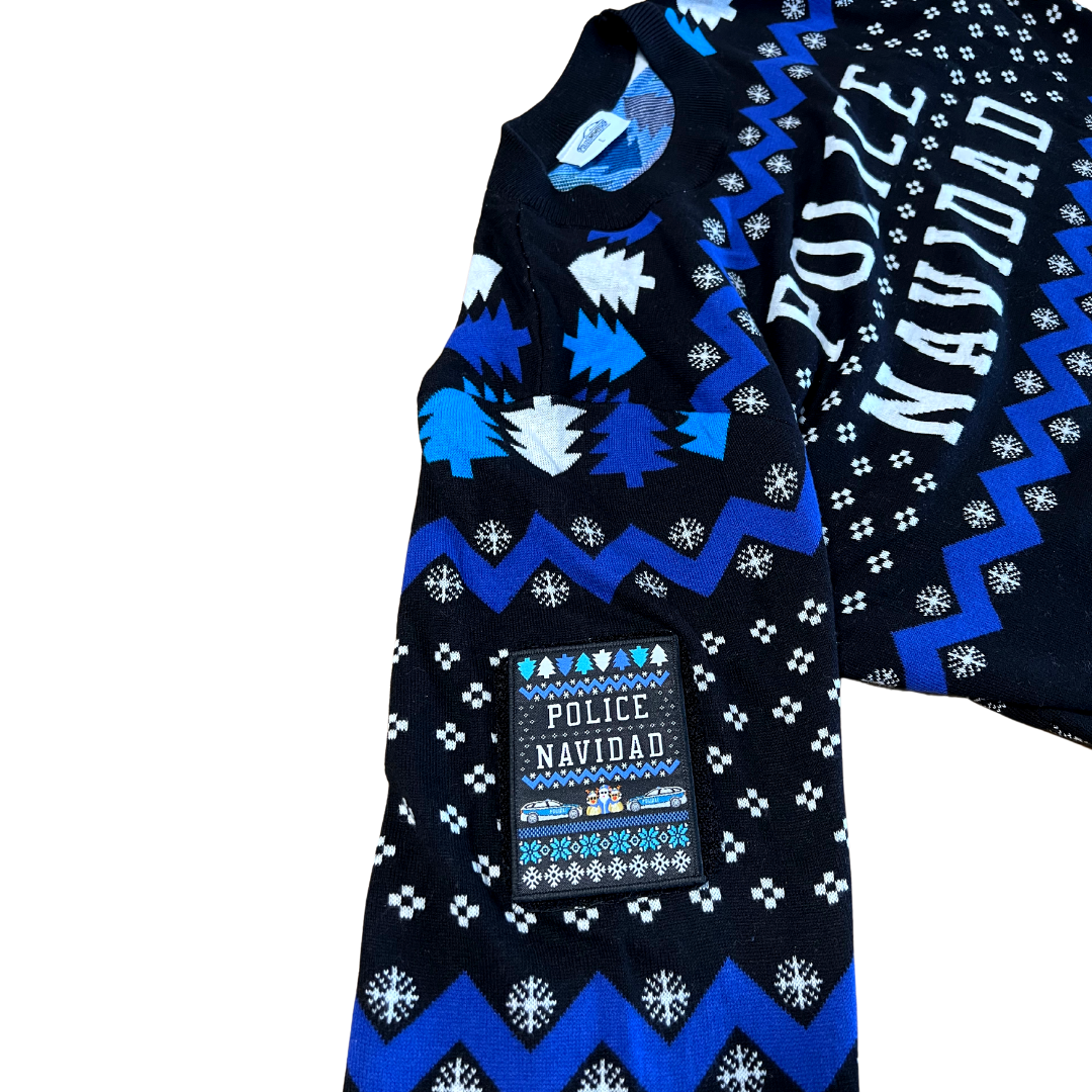 Police Navidad Xmas Sweater mit Patchklettfläche