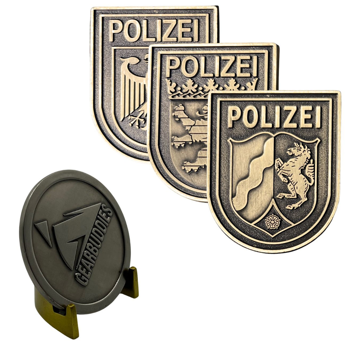 BUNDLE: Polizei Deutschland Wappen Coins + Coin/ Münzenhalter Metall