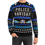 Police Navidad Xmas Sweater mit Patchklettfläche
