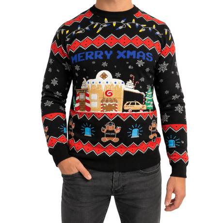 Police Gingerbreadhouse Xmas Sweater Unisex