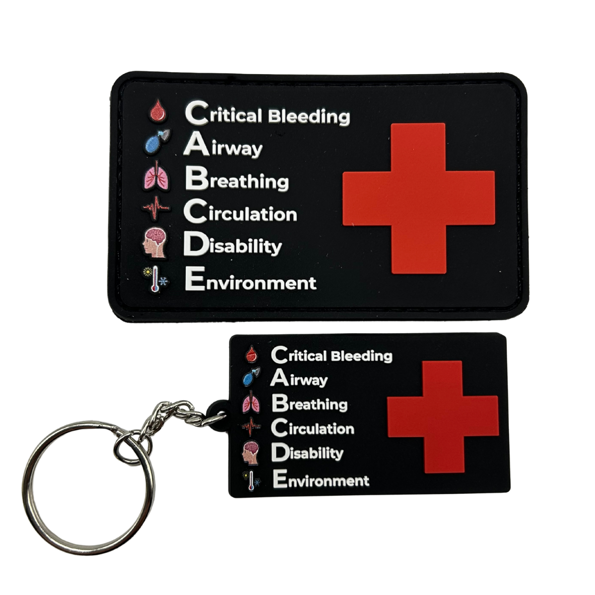 First AID CABCDE Rubber Patch +Schlüsselanhänger Bundle