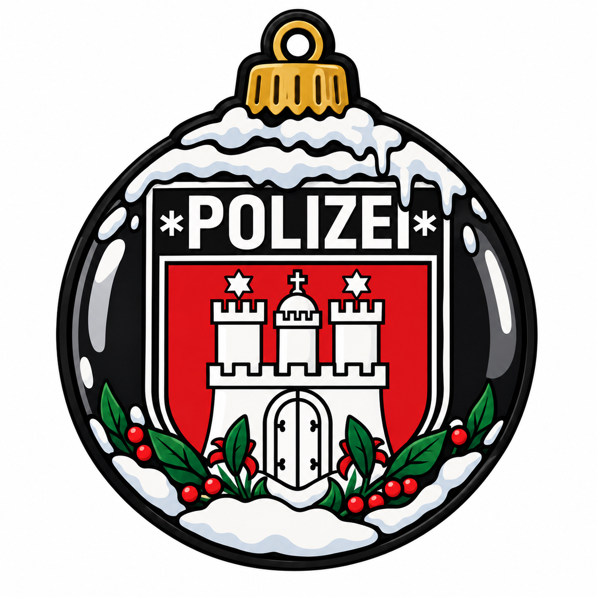 Polizei Weihnachtskugel Bundesländer + Bundespolizei Textil Patches
