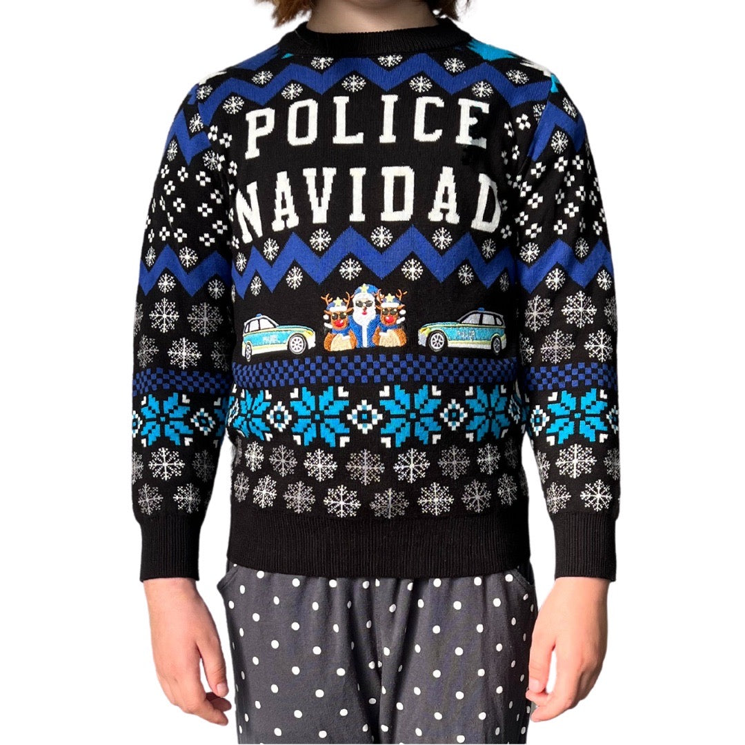 Kids Police Navidad Xmas Sweater