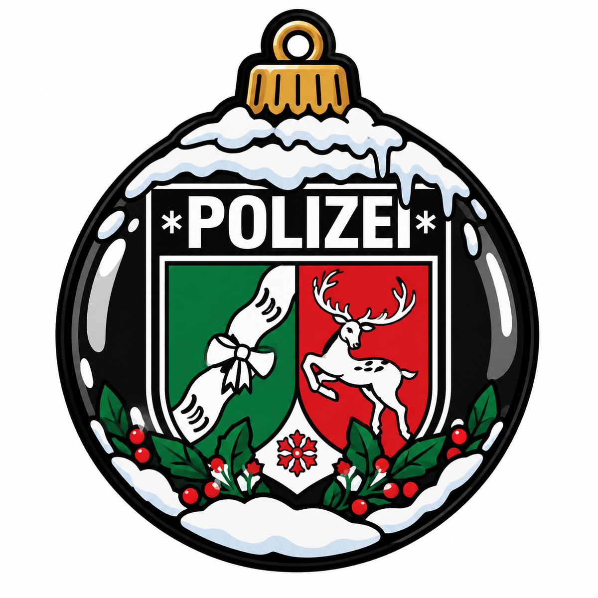 Polizei Weihnachtskugel Bundesländer + Bundespolizei Textil Patches