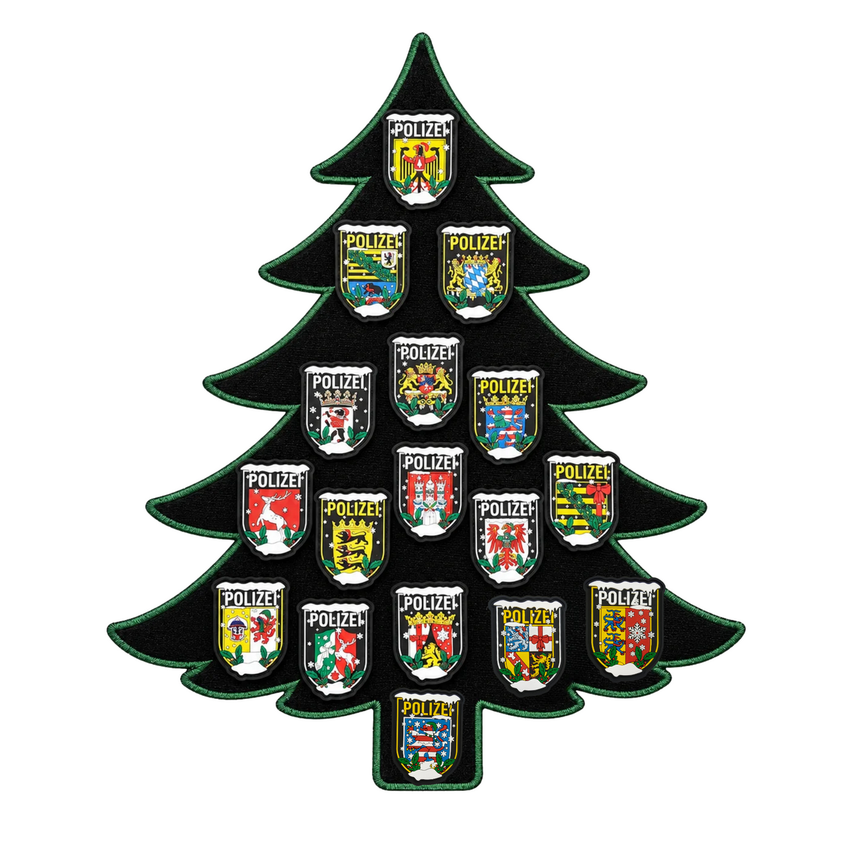 Set Weihnachtsbaum Patch Klettmatte + Small Polizei Xmas Rubber Länderpatches