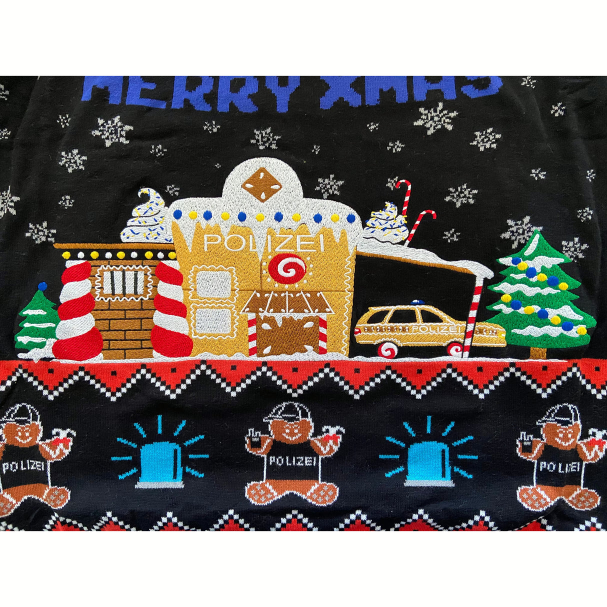 Police Gingerbreadhouse Xmas Sweater Unisex