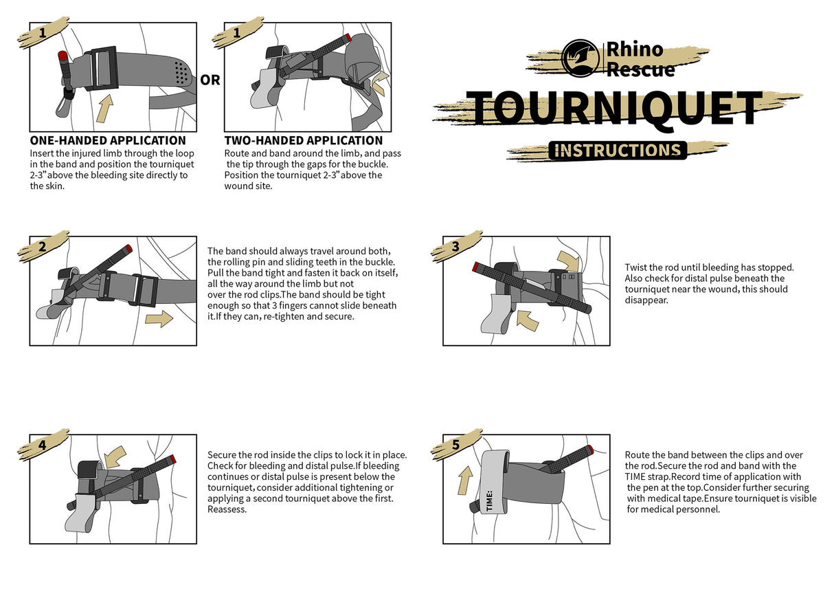 Rhino Rescue Tourniquet mit Aluminum-Knebel Schwarz