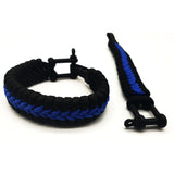 Thin Blue Line "Fishtail" Paracord Armband Edelstahl Verschluss - Polizeimemesshop