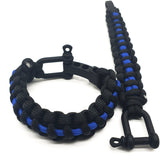 Thin Blue Line Paracord Armband mit Edelstahl Verschluss - Polizeimemesshop