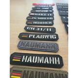 Individual name badges laser cut textile patches (from 1 piece)