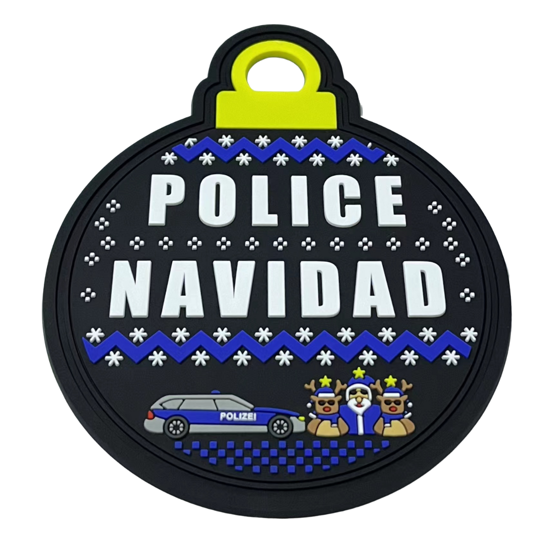 Police Navidad Weihnachtskugel Rubber Patch