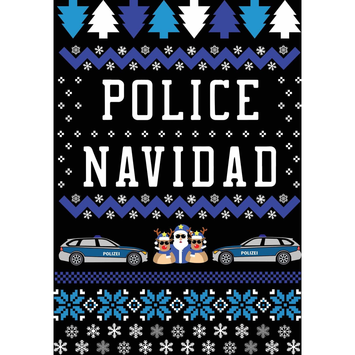 Police Navidad blau 5er Set Weihnachtskarten - Polizeimemesshop