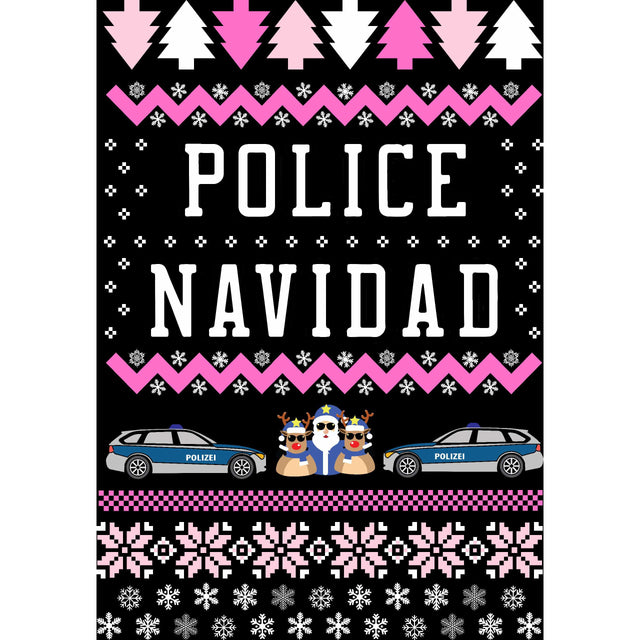 Police Navidad Rosa 5er Set Weihnachtskarten - Polizeimemesshop