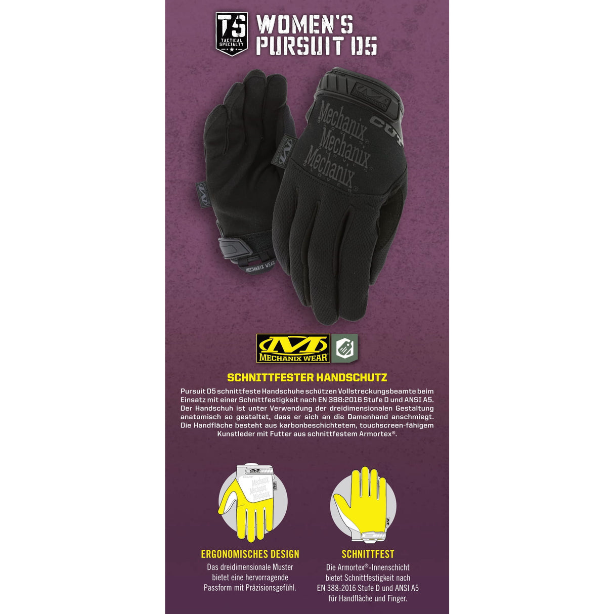 Mechanix PURSUIT D5 Women's cut resistant gloves