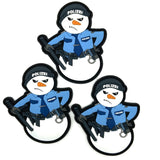 Grumpy Police Snowman Rubber Patch