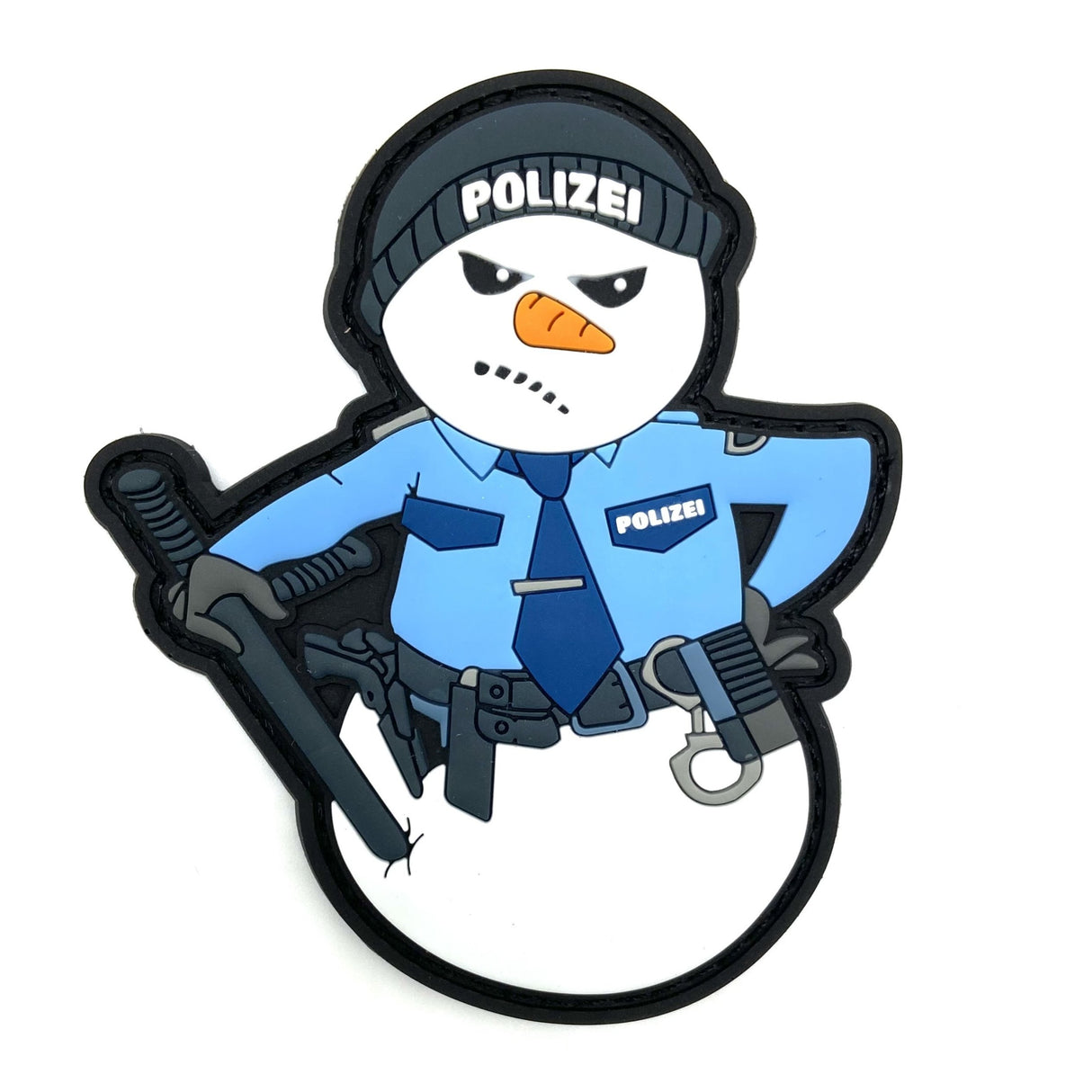 Grumpy Police Snowman Rubber Patch