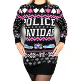 Pink Police Navidad Xmas sweater dress