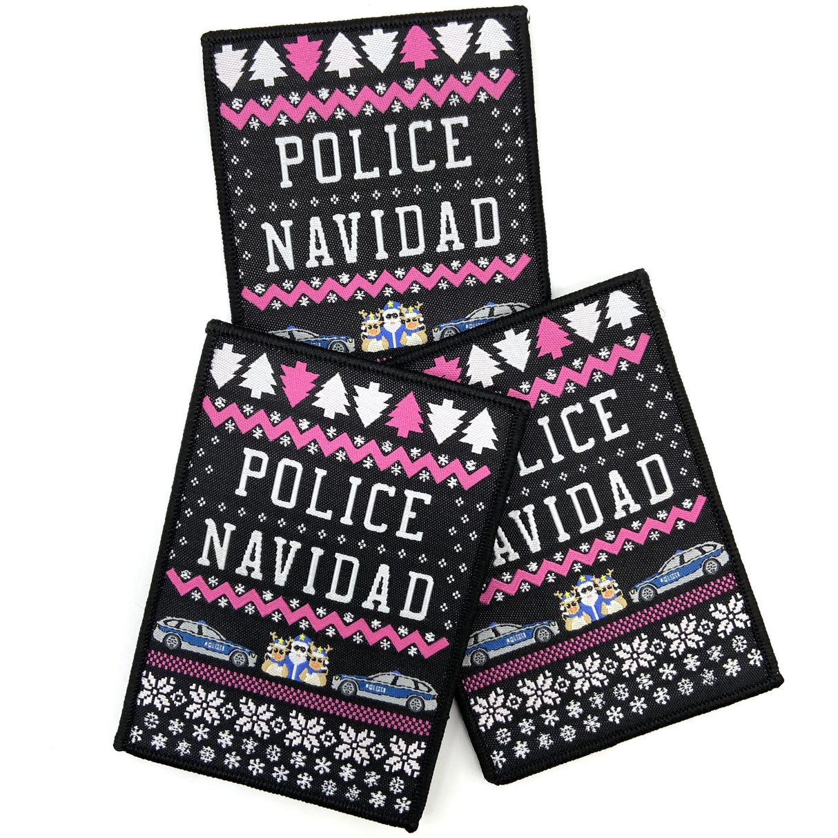 Pink Police Navidad textile patch