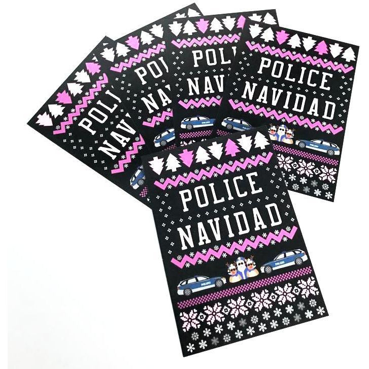 Police Navidad Rosa 5er Set Weihnachtskarten - Polizeimemesshop