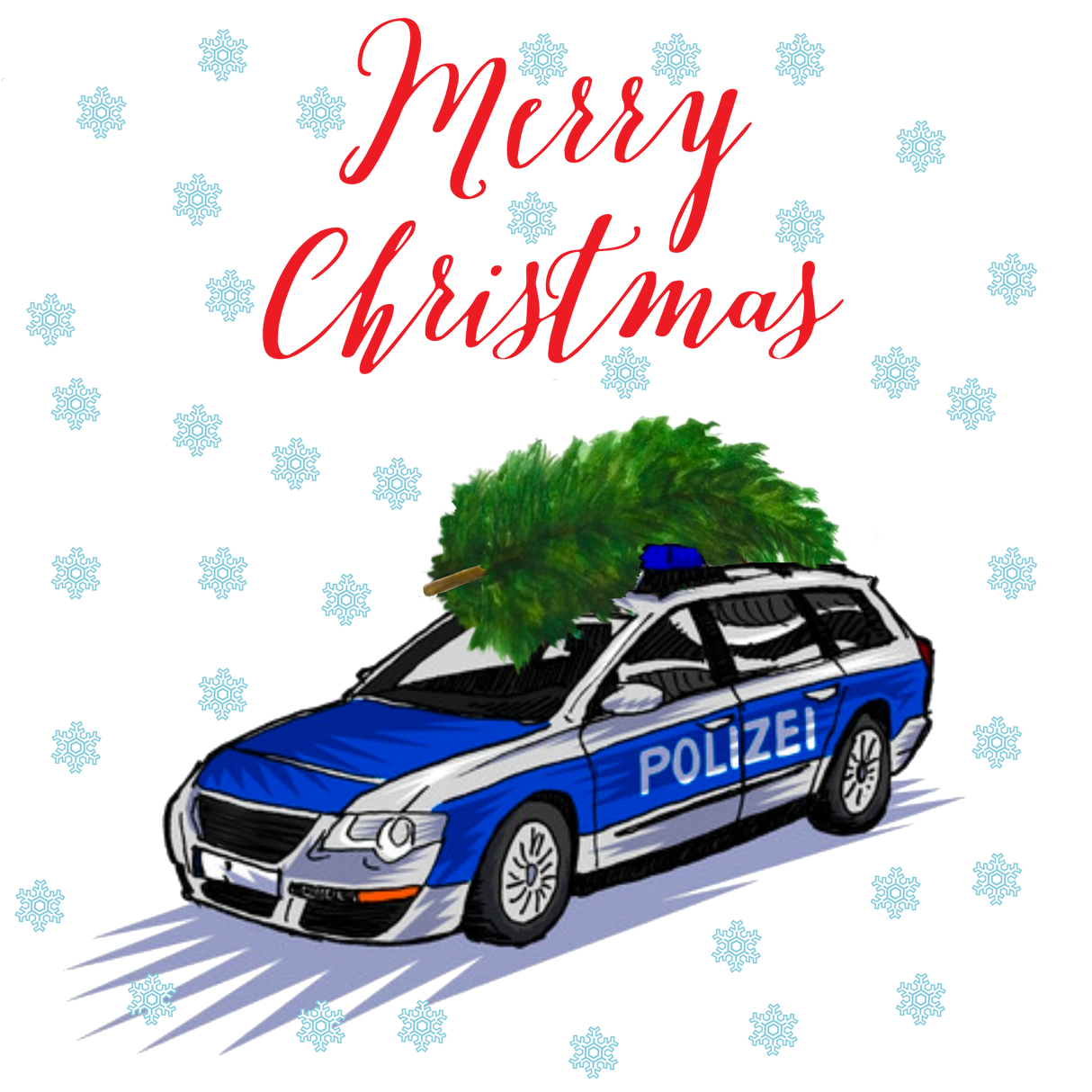 Police Car Christmas 5er Set Weihnachtskarten - Polizeimemesshop